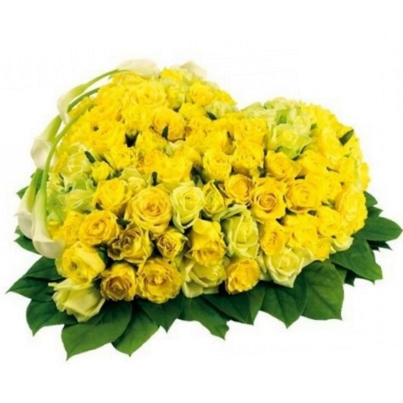 Композиция "Сердце" из желтых роз 51 шт.